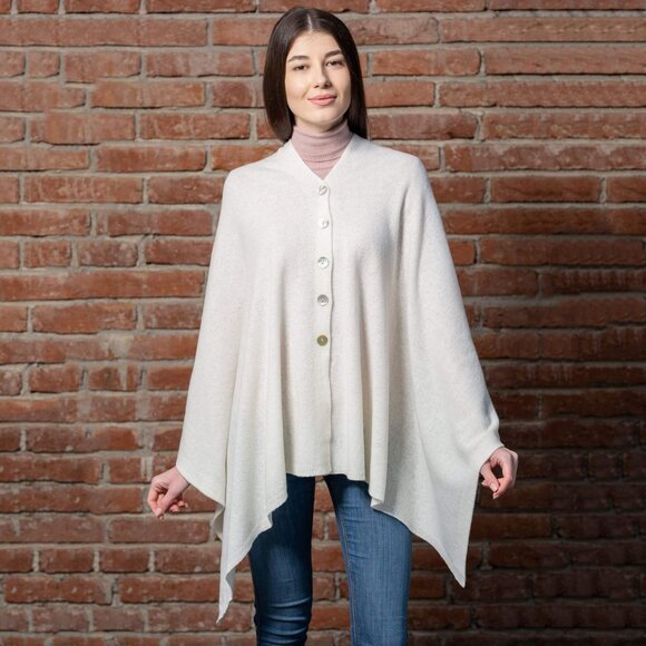 SAOL  Women's Shawl Wrap Poncho Knit Lambswool Scarf - Natural, One Size  NWT - Picture 1 of 6